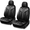 imageCAR PASS Nappa PU Leather Seat Covers Full Set Cushioned 3D Foam Leather seat Covers Waterproof LuxuryUniversal Fit for SUV Pickup Trucks Full Coverage Black and CharcoalBlack and Charcoal