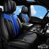 imageCAR PASS Nappa PU Leather Seat Covers Full Set Cushioned 3D Foam Leather seat Covers Waterproof LuxuryUniversal Fit for SUV Pickup Trucks Full Coverage Black and CharcoalBlack Blue
