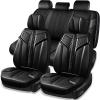 imageCAR PASS Nappa PU Leather Seat Covers Full Set Cushioned 3D Foam Leather seat Covers Waterproof LuxuryUniversal Fit for SUV Pickup Trucks Full Coverage Black and CharcoalBlack