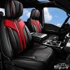 imageCAR PASS Nappa PU Leather Seat Covers Full Set Cushioned 3D Foam Leather seat Covers Waterproof LuxuryUniversal Fit for SUV Pickup Trucks Full Coverage Black and CharcoalBlack Red