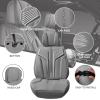 imageCAR PASS Nappa PU Leather Seat Covers Full Set Cushioned 3D Foam Leather seat Covers Waterproof LuxuryUniversal Fit for SUV Pickup Trucks Full Coverage Black and CharcoalGray