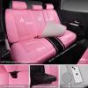imageCAR PASS Nappa PU Leather Seat Covers Full Set Cushioned 3D Foam Leather seat Covers Waterproof LuxuryUniversal Fit for SUV Pickup Trucks Full Coverage Black and CharcoalPink