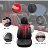 imageCAR PASS Nappa PU Leather Seat Covers Full Set Cushioned 3D Foam Leather seat Covers Waterproof LuxuryUniversal Fit for SUV Pickup Trucks Full Coverage Black and CharcoalBlack Red
