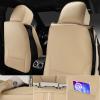 imageCAR PASS Nappa PU Leather Seat Covers Full Set Cushioned 3D Foam Leather seat Covers Waterproof LuxuryUniversal Fit for SUV Pickup Trucks Full Coverage Black and CharcoalFull Set Beige