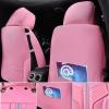 imageCAR PASS Nappa PU Leather Seat Covers Full Set Cushioned 3D Foam Leather seat Covers Waterproof LuxuryUniversal Fit for SUV Pickup Trucks Full Coverage Black and CharcoalPink