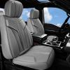 imageCAR PASS Nappa PU Leather Seat Covers Full Set Cushioned 3D Foam Leather seat Covers Waterproof LuxuryUniversal Fit for SUV Pickup Trucks Full Coverage Black and CharcoalGray