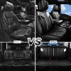 imageCAR PASS Nappa PU Leather Seat Covers Full Set Cushioned 3D Foam Leather seat Covers Waterproof LuxuryUniversal Fit for SUV Pickup Trucks Full Coverage Black and CharcoalBlack Silver