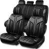imageCAR PASS Nappa PU Leather Seat Covers Full Set Cushioned 3D Foam Leather seat Covers Waterproof LuxuryUniversal Fit for SUV Pickup Trucks Full Coverage Black and CharcoalBlack Charcoal