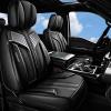 imageCAR PASS Nappa PU Leather Seat Covers Full Set Cushioned 3D Foam Leather seat Covers Waterproof LuxuryUniversal Fit for SUV Pickup Trucks Full Coverage Black and CharcoalBlack Charcoal