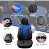 imageCAR PASS Nappa PU Leather Seat Covers Full Set Cushioned 3D Foam Leather seat Covers Waterproof LuxuryUniversal Fit for SUV Pickup Trucks Full Coverage Black and CharcoalBlack Blue