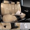 imageCAR PASS Nappa PU Leather Seat Covers Full Set Cushioned 3D Foam Leather seat Covers Waterproof LuxuryUniversal Fit for SUV Pickup Trucks Full Coverage Black and CharcoalFull Set Beige