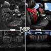 imageCAR PASS Nappa PU Leather Seat Covers Full Set Cushioned 3D Foam Leather seat Covers Waterproof LuxuryUniversal Fit for SUV Pickup Trucks Full Coverage Black and CharcoalBlack Red