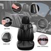 imageCAR PASS Nappa PU Leather Seat Covers Full Set Cushioned 3D Foam Leather seat Covers Waterproof LuxuryUniversal Fit for SUV Pickup Trucks Full Coverage Black and CharcoalBlack and Black