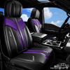 imageCAR PASS Nappa PU Leather Seat Covers Full Set Cushioned 3D Foam Leather seat Covers Waterproof LuxuryUniversal Fit for SUV Pickup Trucks Full Coverage Black and CharcoalBlack Purple