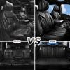 imageCAR PASS Nappa PU Leather Seat Covers Full Set Cushioned 3D Foam Leather seat Covers Waterproof LuxuryUniversal Fit for SUV Pickup Trucks Full Coverage Black and CharcoalBlack Charcoal