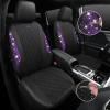 imageCAR PASS Oxford Bling Diamond Car Seat Covers Full Set Interior Sets Waterproof Shining Glitter Sparkly Crystal Universal Armrest Fit 95 Automotive Truck SUV Cute Women Girl Black Silver RhinestonePurple