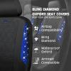 imageCAR PASS Oxford Bling Diamond Car Seat Covers Full Set Interior Sets Waterproof Shining Glitter Sparkly Crystal Universal Armrest Fit 95 Automotive Truck SUV Cute Women Girl Black Silver RhinestoneBlue Diamond