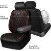 imageCAR PASS Piping Luxury Faux PU Leather Two Front Car Seat Covers Waterproof Anti Slip Seat Covers Compatible with Front Seat ArmrestsUniversal Fit for SuvsVansTrucks Airbag CompatibleAll BlackBlackRed