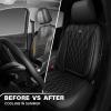 imageCAR PASS Piping Luxury Faux PU Leather Two Front Car Seat Covers Waterproof Anti Slip Seat Covers Compatible with Front Seat ArmrestsUniversal Fit for SuvsVansTrucks Airbag CompatibleAll BlackAll Black Mesh Foam