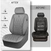 imageCAR PASS Piping Luxury Faux PU Leather Two Front Car Seat Covers Waterproof Anti Slip Seat Covers Compatible with Front Seat ArmrestsUniversal Fit for SuvsVansTrucks Airbag CompatibleAll BlackAll Gray
