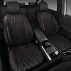 imageCAR PASS Piping Luxury Faux PU Leather Two Front Car Seat Covers Waterproof Anti Slip Seat Covers Compatible with Front Seat ArmrestsUniversal Fit for SuvsVansTrucks Airbag CompatibleAll BlackBlackRed