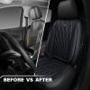 imageCAR PASS Piping Luxury Faux PU Leather Two Front Car Seat Covers Waterproof Anti Slip Seat Covers Compatible with Front Seat ArmrestsUniversal Fit for SuvsVansTrucks Airbag CompatibleAll BlackBlack and Blue Mesh Foam