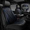 imageCAR PASS Piping Luxury Faux PU Leather Two Front Car Seat Covers Waterproof Anti Slip Seat Covers Compatible with Front Seat ArmrestsUniversal Fit for SuvsVansTrucks Airbag CompatibleAll BlackBlackBlue