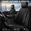 imageCAR PASS Piping Luxury Faux PU Leather Two Front Car Seat Covers Waterproof Anti Slip Seat Covers Compatible with Front Seat ArmrestsUniversal Fit for SuvsVansTrucks Airbag CompatibleAll BlackAll Black Velvet