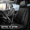 imageCAR PASS Piping Luxury Faux PU Leather Two Front Car Seat Covers Waterproof Anti Slip Seat Covers Compatible with Front Seat ArmrestsUniversal Fit for SuvsVansTrucks Airbag CompatibleAll BlackAll Black Velvet
