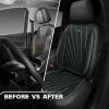 imageCAR PASS Piping Luxury Faux PU Leather Two Front Car Seat Covers Waterproof Anti Slip Seat Covers Compatible with Front Seat ArmrestsUniversal Fit for SuvsVansTrucks Airbag CompatibleAll BlackBlack and Mint Mesh Foam