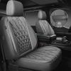 imageCAR PASS Piping Luxury Faux PU Leather Two Front Car Seat Covers Waterproof Anti Slip Seat Covers Compatible with Front Seat ArmrestsUniversal Fit for SuvsVansTrucks Airbag CompatibleAll BlackAll Gray