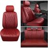 imageCAR PASS Piping Luxury Faux PU Leather Two Front Car Seat Covers Waterproof Anti Slip Seat Covers Compatible with Front Seat ArmrestsUniversal Fit for SuvsVansTrucks Airbag CompatibleAll BlackBurgundy Red