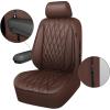 imageCAR PASS Piping Luxury Faux PU Leather Two Front Car Seat Covers Waterproof Anti Slip Seat Covers Compatible with Front Seat ArmrestsUniversal Fit for SuvsVansTrucks Airbag CompatibleAll BlackAll Brown