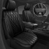 imageCAR PASS Piping Luxury Faux PU Leather Two Front Car Seat Covers Waterproof Anti Slip Seat Covers Compatible with Front Seat ArmrestsUniversal Fit for SuvsVansTrucks Airbag CompatibleAll BlackAll Black