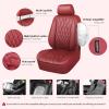 imageCAR PASS Piping Luxury Faux PU Leather Two Front Car Seat Covers Waterproof Anti Slip Seat Covers Compatible with Front Seat ArmrestsUniversal Fit for SuvsVansTrucks Airbag CompatibleAll BlackAll Burgundy Red