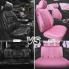 imageCAR PASS Piping Luxury Faux PU Leather Two Front Car Seat Covers Waterproof Anti Slip Seat Covers Compatible with Front Seat ArmrestsUniversal Fit for SuvsVansTrucks Airbag CompatibleAll BlackPure Pink