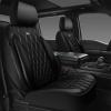 imageCAR PASS Piping Luxury Faux PU Leather Two Front Car Seat Covers Waterproof Anti Slip Seat Covers Compatible with Front Seat ArmrestsUniversal Fit for SuvsVansTrucks Airbag CompatibleAll BlackAll Black Mesh Foam