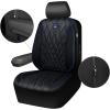 imageCAR PASS Piping Luxury Faux PU Leather Two Front Car Seat Covers Waterproof Anti Slip Seat Covers Compatible with Front Seat ArmrestsUniversal Fit for SuvsVansTrucks Airbag CompatibleAll BlackBlackBlue