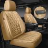 imageCAR PASS Piping Luxury Faux PU Leather Two Front Car Seat Covers Waterproof Anti Slip Seat Covers Compatible with Front Seat ArmrestsUniversal Fit for SuvsVansTrucks Airbag CompatibleAll BlackAll Beige