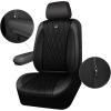 imageCAR PASS Piping Luxury Faux PU Leather Two Front Car Seat Covers Waterproof Anti Slip Seat Covers Compatible with Front Seat ArmrestsUniversal Fit for SuvsVansTrucks Airbag CompatibleAll BlackAll Black Velvet