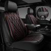 imageCAR PASS Piping Luxury Faux PU Leather Two Front Car Seat Covers Waterproof Anti Slip Seat Covers Compatible with Front Seat ArmrestsUniversal Fit for SuvsVansTrucks Airbag CompatibleAll BlackBlackRed