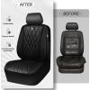 imageCAR PASS Piping Luxury Faux PU Leather Two Front Car Seat Covers Waterproof Anti Slip Seat Covers Compatible with Front Seat ArmrestsUniversal Fit for SuvsVansTrucks Airbag CompatibleAll BlackAll Black