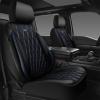 imageCAR PASS Piping Luxury Faux PU Leather Two Front Car Seat Covers Waterproof Anti Slip Seat Covers Compatible with Front Seat ArmrestsUniversal Fit for SuvsVansTrucks Airbag CompatibleAll BlackBlack Blue Mesh Foam