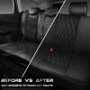 imageCAR PASS Piping Luxury Faux PU Leather Two Front Car Seat Covers Waterproof Anti Slip Seat Covers Compatible with Front Seat ArmrestsUniversal Fit for SuvsVansTrucks Airbag CompatibleAll BlackBlack