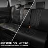 imageCAR PASS Piping Luxury Faux PU Leather Two Front Car Seat Covers Waterproof Anti Slip Seat Covers Compatible with Front Seat ArmrestsUniversal Fit for SuvsVansTrucks Airbag CompatibleAll BlackBlack