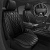imageCAR PASS Piping Luxury Faux PU Leather Two Front Car Seat Covers Waterproof Anti Slip Seat Covers Compatible with Front Seat ArmrestsUniversal Fit for SuvsVansTrucks Airbag CompatibleAll BlackPure Black