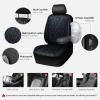 imageCAR PASS Piping Luxury Faux PU Leather Two Front Car Seat Covers Waterproof Anti Slip Seat Covers Compatible with Front Seat ArmrestsUniversal Fit for SuvsVansTrucks Airbag CompatibleAll BlackBlack and Blue