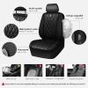 imageCAR PASS Piping Luxury Faux PU Leather Two Front Car Seat Covers Waterproof Anti Slip Seat Covers Compatible with Front Seat ArmrestsUniversal Fit for SuvsVansTrucks Airbag CompatibleAll BlackPure Black
