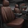 imageCAR PASS Piping Luxury Faux PU Leather Two Front Car Seat Covers Waterproof Anti Slip Seat Covers Compatible with Front Seat ArmrestsUniversal Fit for SuvsVansTrucks Airbag CompatibleAll BlackAll Brown