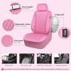 imageCAR PASS Piping Luxury Faux PU Leather Two Front Car Seat Covers Waterproof Anti Slip Seat Covers Compatible with Front Seat ArmrestsUniversal Fit for SuvsVansTrucks Airbag CompatibleAll BlackPure Pink